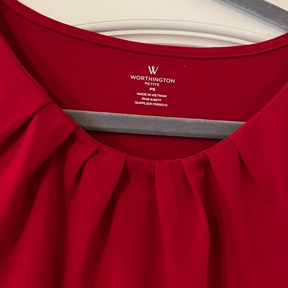 Worthington Red Short Sleeve Polyester Blouse Women’s Size Petite Small - Picture 2 of 8